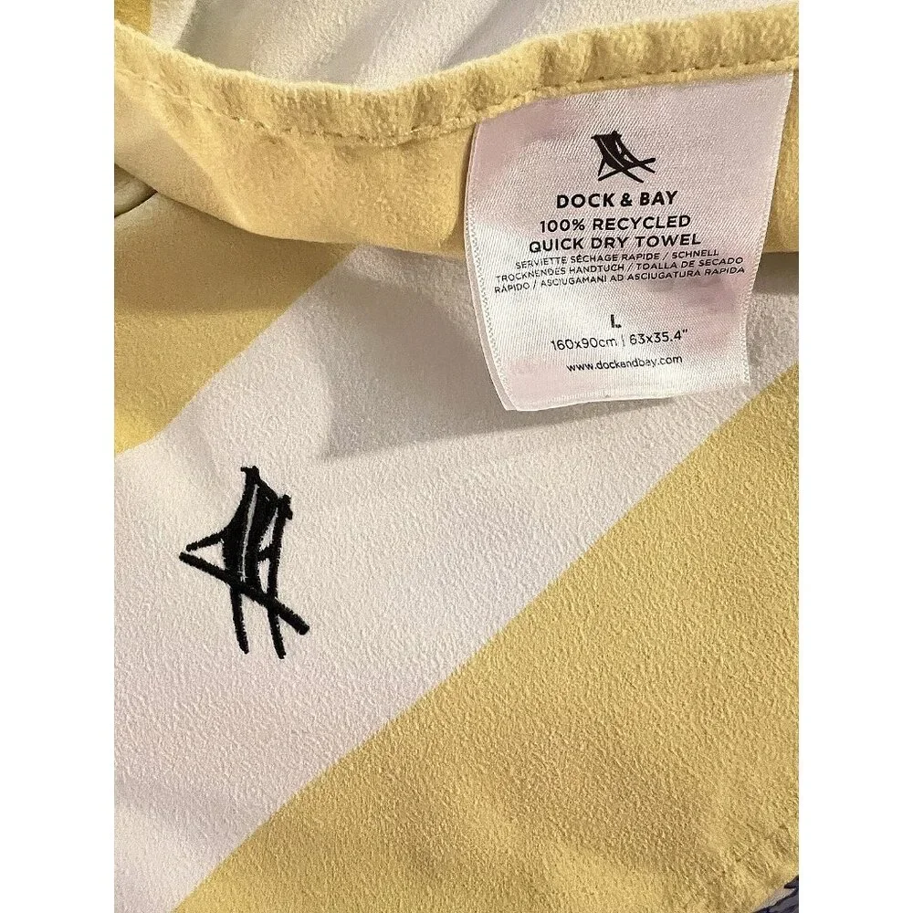 Dock & Bay Quick Dry Towel Yellow White Stripe Beach 100% Recycled 63